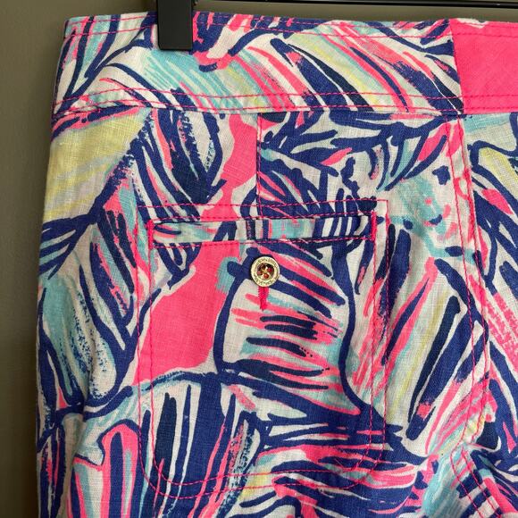 NWT Lilly Pulitzer‎ Galley Pant Tiki Pink Cabana Crazed Sz 2 Pink Blue High Rise - Picture 13 of 16
